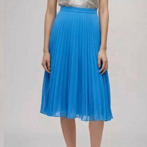 Whistles Pleated Blue Lined Chiffon Midi Skirt 2